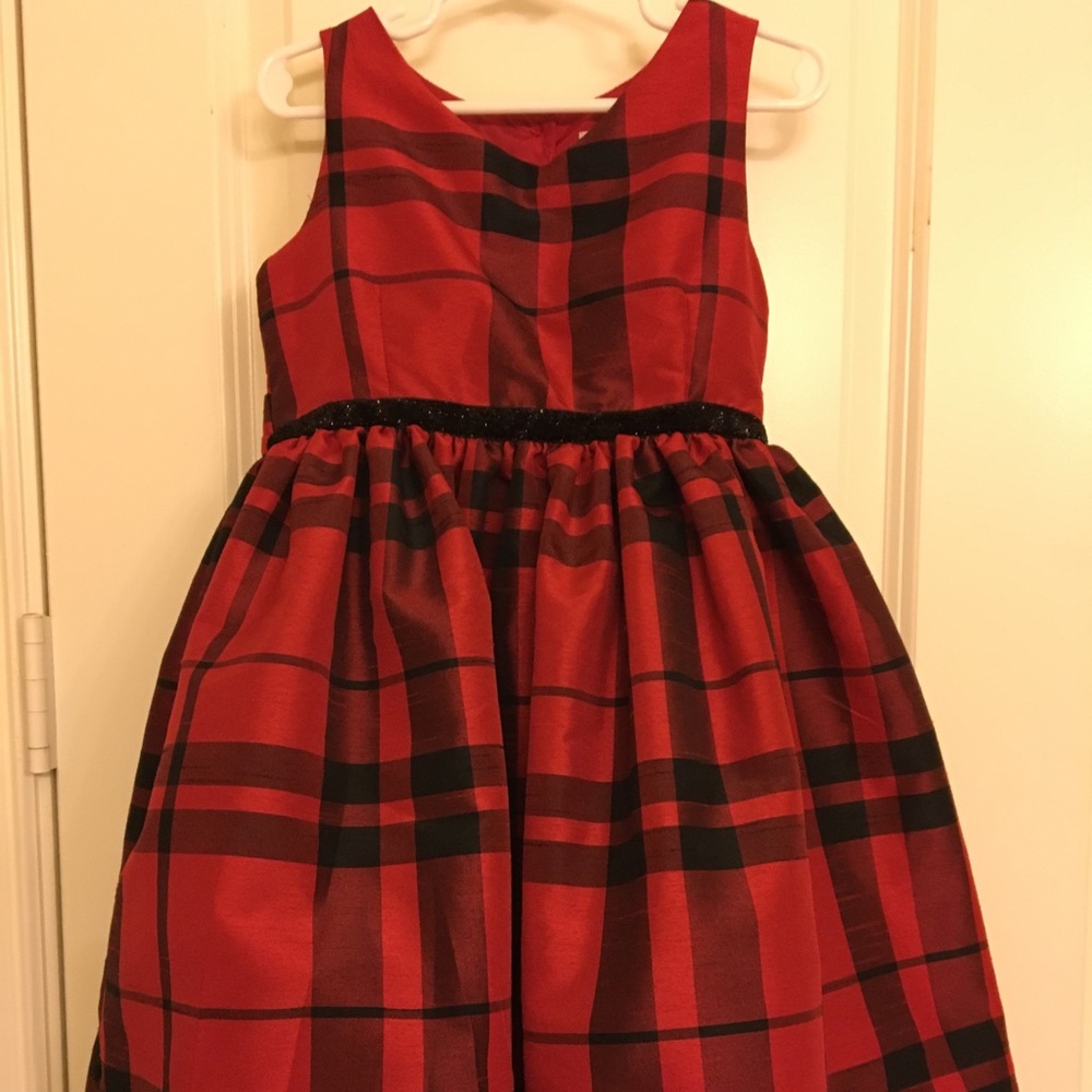 Girls red plaid dress